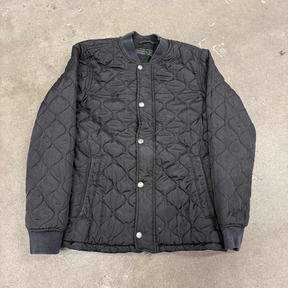 ABERCROMBIE & FITCH QUILTED ARMY MILITARY SNAP BOMBER JACKET BLACK MENS XS - Picture 1 of 9